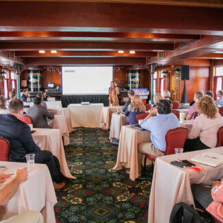conference attendees at an ongoing session